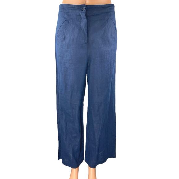 Reformation Womens Blue Chambray High Waist Wide Leg Denim Trousers Pants Size 4 - Picture 1 of 5